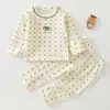 Ropa infantil Anyang, conjunto de bebé de algodón puro, atuendo de dos piezas para otoño e invierno, top y pantalón separados para bebés e infantes, adecuado para primavera, otoño e invierno
