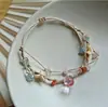 2024 Pulseira de Pérola com Concha Gota de Gordura Estrela de Cinco Pontas Cor Nicho Corda de Mão Pedrinhas Design para Estudante Feminina Simples