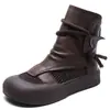 Sandalias Romanas Retro de Piel Suave para Mujer 2026 Primavera Verano Nuevas Sandalias de Punta Redonda con Suela Plana Zapatos Transpirables Cerrados con Perforaciones