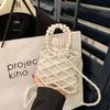 Bolsa de Mão Infantil com Pérolas Vazadas Francesas Bolsa Feminina 2024 Nova Bolsa de Acessórios Chineses Novos Bolsa Transversal Elegante
