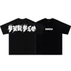 Camiseta de Manga Corta con Estampado de Letras Moradas tipo Humo, Marca Europea y Americana de Moda, 260g, para Hombres y Mujeres, Estilo Americano High Street, Manga Media