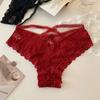 Tiras Finas Cruzadas ~ Calcinha Sexy de Renda Francesa Romântica com Recortes em Tela para Meninas Calcinha de Cintura Baixa Fina e Sem Costura