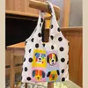 Bolsa de Lona Feminina com Bolinhas Estilo Novo Primavera 2026, Bolsa de Ombro Simples Listrada, Grande Capacidade, Bolsa Tote Versátil para Trabalho