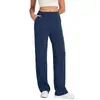 Amazon Cross-Border Calças Novas Femininas Casuais Confortáveis Elásticas de Cintura Alta Calças Retas Pretas com Bolsos Calças Longas com Caimento para Mulheres