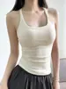 Top de tirantes sexy estilo americano con escote en U y relleno para mujer, Ropa exterior de verano, Camiseta base que cubre el costado del pecho, Corte ajustado, Camisola estilo chica picante