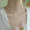 Colar de Pérolas Junxie Shijia para Bebê 2mm Alto Padrão Redondo Pequeno Arroz Levemente Luxuoso Colar 14K Joia Versátil para Mulheres