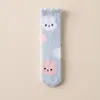 Calcetines Grues de Coral Fleece de Oso Fresa Cálidos y Lindos de Caña Media para Otoño e Invierno, Calcetines de Piso Estilo Japonés para el Hogar, Maternidad y Dormir para Mujeres