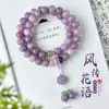 Pulseira de Raiz de Bodhi Roxo Taro Branco Jade Estudante Feminina Duplo Círculo Contas de Bodhi de Mão Rosário Pulseira Atacado