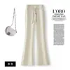 Calça Flare de Cintura Alta com Amarração para Mulheres, Novo Estilo Verão 2026, Estilo Casual Preguiçoso, Calça Boca de Sino Fluida, Calça Longa Colorida, Tendência