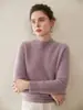 Suéter 100% Cachemir Puro para Mujer, Jersey de Cuello Alto Medio, Engrosado, Corte Holgado, Tejido Elegante, Capa Base Cálida