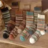 Meias Fair Isle Étnicas Europeias e Americanas Transfronteiriças, Meia-Calça Listrada de Outono de Nicho Retrô para Mulheres, Meias Largas de Zhuji