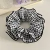 Scrunchie Grande de Tecido Xadrez Doce Estilo Coreano Celebridade da Internet Camada Dupla para Coque de Cabelo de Meninas Acessório de Cabelo