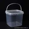 Bolsa Quadrada Espessa Balde Transparente 0,3L-5L Balde Colorido para Brinquedos, Areia, Lama PP com Tampa Armazenamento Balde Vedado em Estoque
