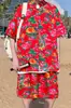 Traje de verano 2024 flor grande noreste hebilla de pareja nueva camisa china manga corta pantalones de playa suministro especial transfronterizo