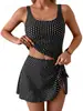 Traje de Baño de Dos Piezas tipo Pantalón Falda Estilo Europeo y Americano Nuevo de Amazon 2026 con Estampado de Lunares, Abertura y Nudo de Corbata Conjunto Bikini