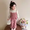 Traje de Primavera Estilo Francés para Niñas Traje Coreano para Niños Falso Dos Piezas Camisola Camisa de Muñeca Pantalones Acampanados Casuales para Niñas Primavera y Otoño