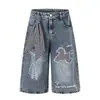 2026 Calidad Nuevos Pantalones Casuales Bordados de Moda con Decoración de Parche Pantalones Capri de Mezclilla Fuente Mayorista 34