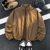 Chamarra de cuello alto holgada para adolescentes, chaqueta de béisbol de nuevo estilo para hombre, chaqueta corta de otoño holgada deconstruida estilo americano
