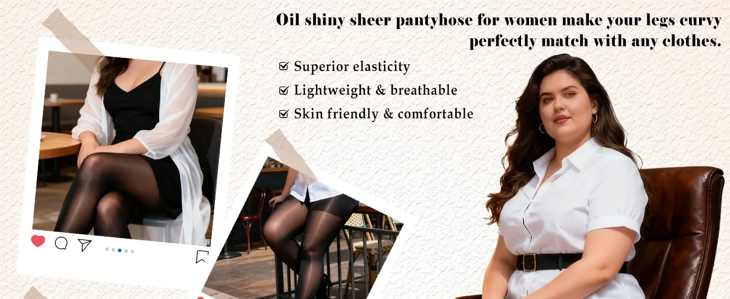 Oil shiny sheer pantyhose for women make your legs curvy