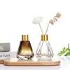 Botella de Aroma de Vidrio Degradado Adornos Decorativos de Ratán sin Fuego Botella de Perfume para Coche con Tapa Botella de Fragancia Botella Vacía 60ml