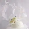 Decoración de pastel Día de las Madres pluma decoración para hornear pluma pequeña pluma confesión de boda decoración de pastel enchufe