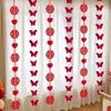 Set de Decoración de Habitación de Boda para Dormitorio de Casa Nueva, Sala de Estar de Boda, Colgantes de Cortina, Tiras Largas con Palabras Felices, Decoración de Guirnalda de Mariposas