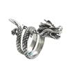 Comercio exterior nuevo anillo de dragón liso plateado retro moderno masculino punk grande aleación ojo rojo anillo de dragón ventas directas de fábrica