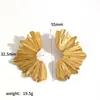 Brincos Plissados em Forma de Folha Estilo Ins Transfronteiriço Design de Nicho Feminino Brincos de Aço Inoxidável Ouro 18K Brincos
