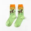 Calcetines Transfronterizos Nuevos de Moda Calcetines para Hombre Mona Lisa Personalizados Literarios Retro Pintura al Óleo Europea y Americana Estrella Algodón Calcetines para Hombre de Caña Alta