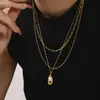 Colar de Pérolas em Lingote de Ouro de Aço Inoxidável Miduoduo Pequeno e Fashion 18K Ouro Real Colar de Nicho Joias Atacado para Mulheres