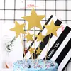 Decoración de estrella de cinco puntas grande dorada amor brillo pastel tarjeta láser juego cumpleaños boda mesa de postres enchufe
