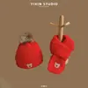 Chapéu Gorro Quente de Outono e Inverno para Bebês Meninas Chapéu de Lã Chapéu de Tricô Cachecol Masculino Proteção de Orelha Espessada Chapéu Infantil Tudo-em-Um