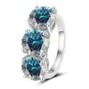 Fornecimento Transfronteiriço Anel Feminino de Prata Esterlina S925 com Três Pedras de Moissanita Anel de Ovo de Pombo de Diamante de Moissanita de Luxo de Alta Qualidade Venda por Atacado