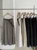 Saia casual midi solta versátil emagrecedora de cintura alta estilo coreano com cinto para mulheres 8637