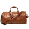 Bolsa de Viagem Retro Couro Cavalo Louco Europeia e Americana Camada Superior Couro Bovino Portátil Bolsa de Bagagem Fitness Bolsa Transversal de Ombro para Sapatos de Couro