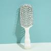 Peine de costilla con diseño hueco de patrón de ola blanca no daña el cabello diseño de dientes anchos cabeza de masaje vibratoria peine para el cabello