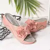 Comercio exterior talla grande 2026 verano nuevo estilo sandalias de plataforma con tacón de cuña, chanclas florales de punta abierta con costuras y diseño hueco para mujer, sandalias casuales