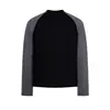 6046 High Street Estilo de Rua Americano Unissex Color-Block Listrado Design Retrô Tendência Chinesa Masculina Camiseta de Manga Longa com Gola Henry