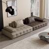 Sofá de Couro Italiano Lawrence Primeira Camada Couro Bovino Camada Plana Grande Sala de Estar Apartamento Grande Linha Reta Simples Sofá Foshan