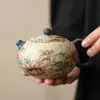 Tetera de Cerámica Verde Fuego Girasol, Olla Xishi, Juego de Té Kung Fu para el Hogar, Tetera Individual, Tetera Hecha a Mano Estilo Vintage