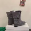 Tendência Quente do Outono de 2026: Botas Plataforma Retrô Estilo Ins para Mulheres, Nova Coleção Outono, Cor Melard, Emagrecimento e Versátil Botas Western