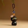 Chaveiro de Carro Gato Ébano Preto, Pingente Fofo para Celular/Bolsa, Acessório Criativo Personalizado