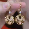 Brincos de Ouro com Malha e Pedra Olho de Gato 2025, Luxo Acessível, High-End, Elegantes, Versáteis e Modernos