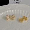 Pendientes de Moda Estilo Coreano para Mujer, Pendientes Largos Versátiles de Perlas con Lazo, Estilo Japonés y Coreano, Elegantes y Frescos con Pedrería