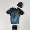 Jeans delgados de terciopelo con efecto desgastado, estilo coreano para niñas, 2026, simples, versátiles, pantalones harén casuales de cintura elástica, estilo zanahoria, para otoño e invierno