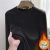 Camiseta de Manga Longa Outono e Inverno para Mulheres, Camiseta Interna com Forro de Fleece, Novo Estilo Popular 2026, Top Justo para Outono, Camiseta de Base