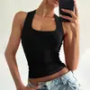 Moda europea y americana transfronteriza para mujer, nueva colección de verano 2026: Top de tirantes cropped, de color liso, corte ajustado, espalda cruzada, escote en U moderno, elegante y sexy para mujer