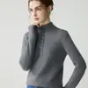 Suéter de mujer de cachemira grueso de siete puntos con cuello alto medio, nuevo jersey ajustado de otoño e invierno con mangas largas para usar en capas