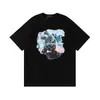 Camiseta de Manga Corta para Pareja Amiri Paloma de la Paz Pintura Fluida Graffiti Lettering 230g Serie Colección Estampado de Logo Clásico