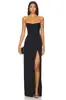 Vestido de Noche Estilo Europeo Lujo Ligero Bandeau Un Hombro Espalda con Pliegues Tridimensionales Cintura Alta Elástica Espalda Descubierta Largo
